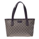 GUCCI グッチ ミニトートバッグ GG柄 PVC レザー ベージュ