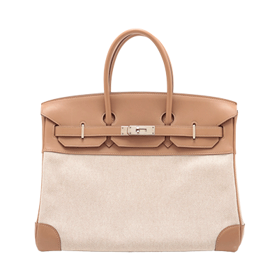 エルメス バーキン35 トワルアッシュ×ヴォースイフト ベージュ シルバー