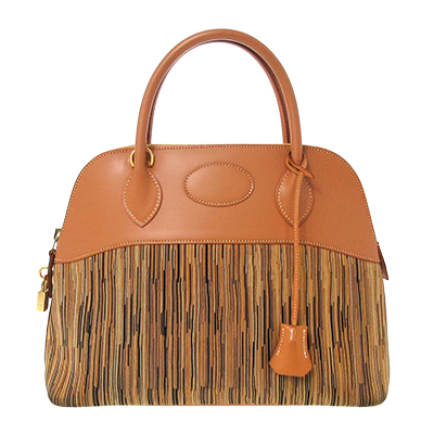 エルメス ボリード31 ナチュラル×ネイビー ヴィブラート×レザー