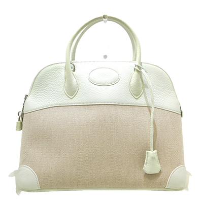 エルメス ボリード37 アイボリー×白 トワルアッシュ×トリヨンクレマンス