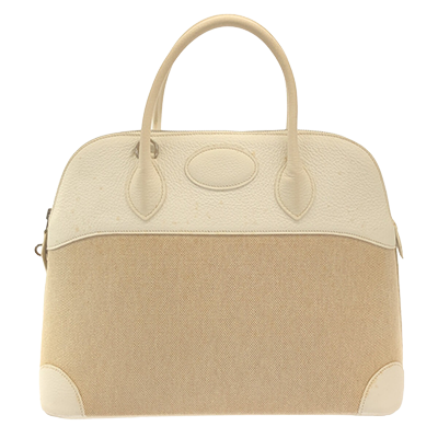 エルメス ボリード37 白×アイボリー トリヨンクレマンス×トワルアッシュ