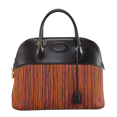 エルメス ボリード37 ピンク×オレンジ×ダークブラウン ヴィブラート×ボックスカーフ