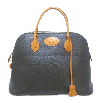 エルメス ボリード37 黒×チェスナッツ アルデンヌ×オーストリッチ