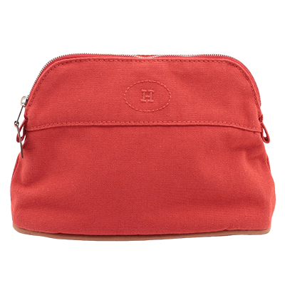 エルメス ボリードポーチ20 キャンバス ポーチ レッド シルバー