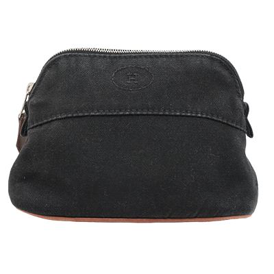 エルメス ボリードポーチ15 キャンバス ポーチ ブラック シルバー