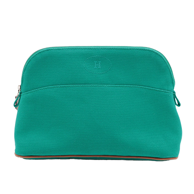 エルメス ボリードポーチMM キャンバス ポーチ グリーン シルバー