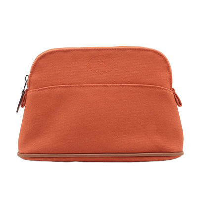 エルメス ボリードポーチミニ キャンバス ポーチ オレンジ シルバー