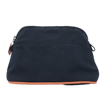 エルメス ボリードポーチミニ キャンバス ポーチ ネイビー シルバー