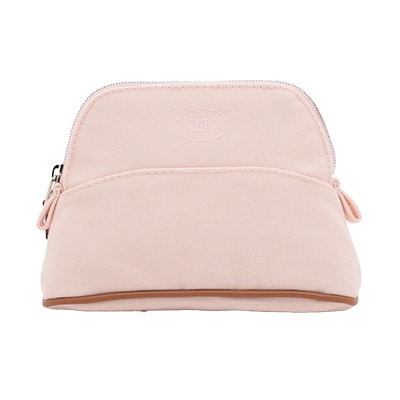 エルメス ボリードポーチ15 キャンバス ポーチ ピンク シルバー