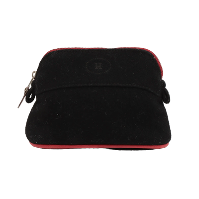 エルメス ボリードポーチミニミニ フェルト×レザー ポーチ ブラック シルバー