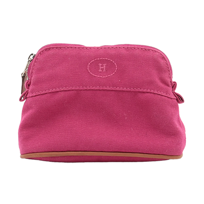 エルメス ボリードポーチミニミニ キャンバス ポーチ ピンク シルバー