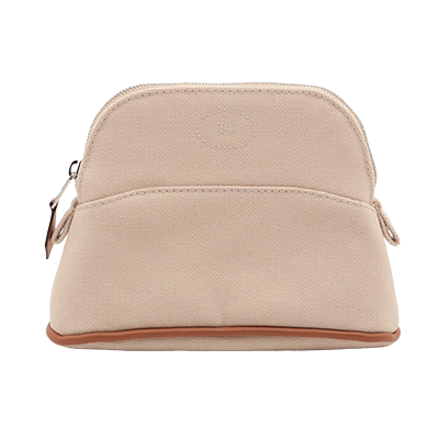 エルメス ボリードポーチミニミニ キャンバス ポーチ ベージュ シルバー