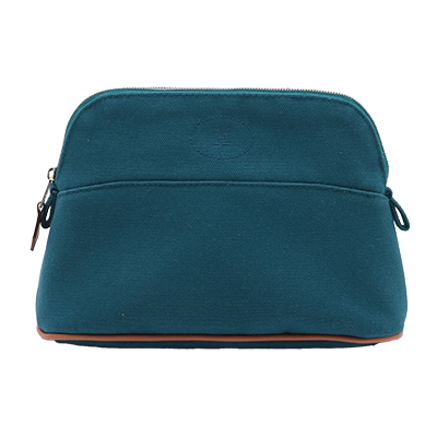 エルメス ボリードポーチPM キャンバス ポーチ ブルー シルバー