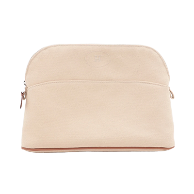 エルメス ボリードポーチ25 キャンバス ポーチ ベージュ シルバー