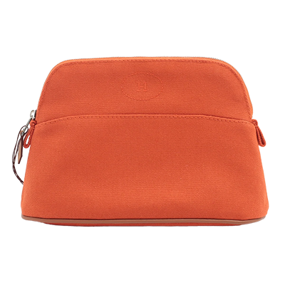 エルメス ボリードポーチ20 キャンバス ポーチ オレンジ シルバー