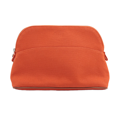 エルメス ボリードポーチMM キャンバス ポーチ オレンジ シルバー