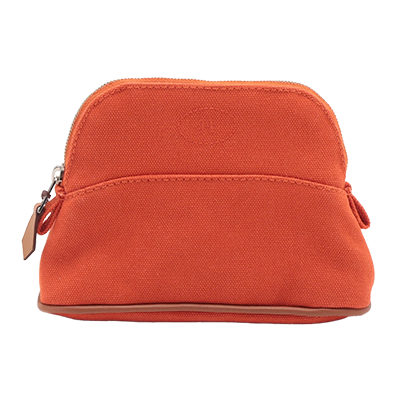 エルメス ボリードポーチミニミニ キャンバス ポーチ オレンジ ゴールド