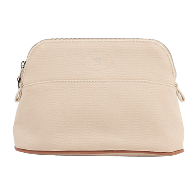 エルメス ボリードポーチPM キャンバス ポーチ ベージュ シルバー