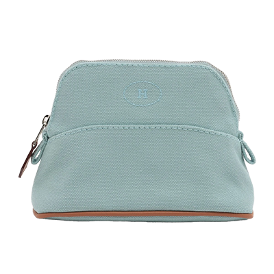 エルメス ボリードポーチミニミニ キャンバス ポーチ ブルー シルバー