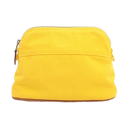エルメス ボリードポーチPM キャンバス ポーチ イエロー シルバー