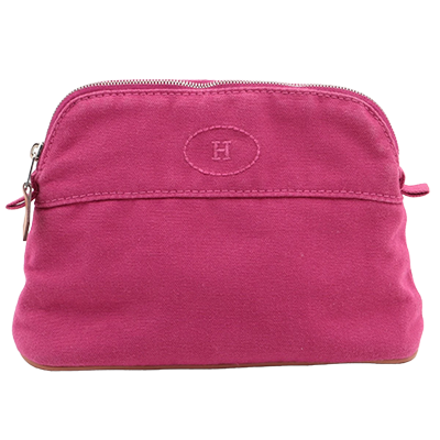 エルメス ボリードポーチPM キャンバス ポーチ ローズパープル シルバー