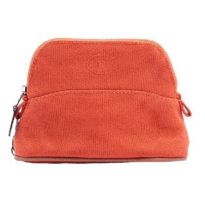 エルメス ボリードポーチ コットン ポーチ オレンジ シルバー