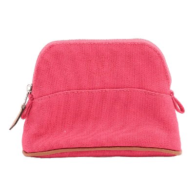 エルメス ボリードポーチ キャンバス ポーチ ピンク シルバー