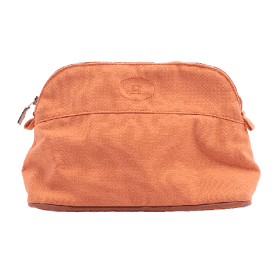 エルメス ボリードポーチ コットン ポーチ オレンジ シルバー