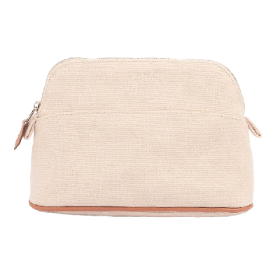 エルメス ボリードポーチ キャンバス ウエストポーチ アイボリー シルバー