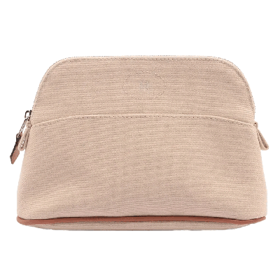 エルメス ボリードポーチ キャンバス ポーチ ベージュ シルバー