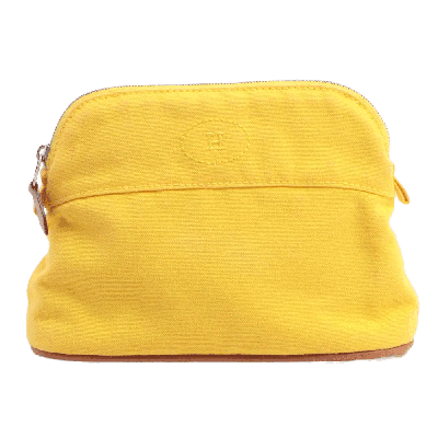 エルメス ボリードポーチ キャンバス ポーチ イエロー シルバー