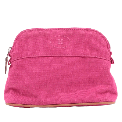 エルメス ボリードポーチ キャンバス ポーチ ピンクゴールド シルバー