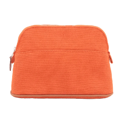 エルメス ボリードポーチ キャンバス ポーチ オレンジ シルバー