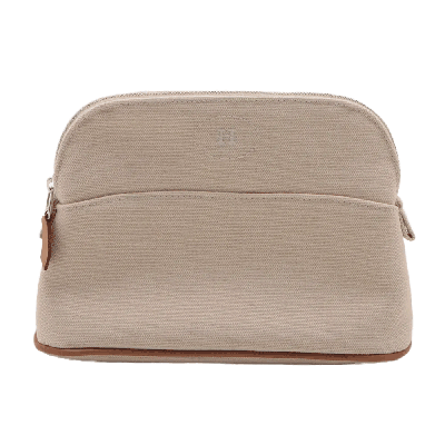 エルメス ボリードポーチ キャンバス ポーチ ベージュ シルバー