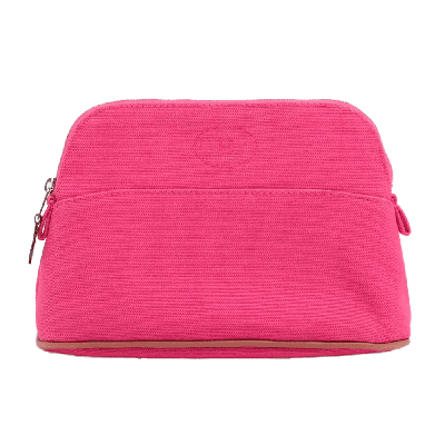 エルメス ボリードポーチ キャンバス ポーチ ピンク シルバー