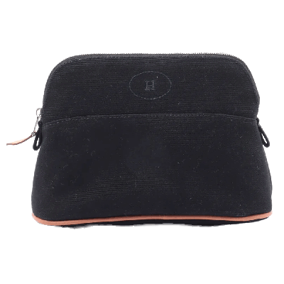 エルメス ボリードポーチ キャンバス×レザー ポーチ ブラック シルバー