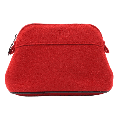 エルメス ボリードポーチ ウール ポーチ ルージュガランス シルバー