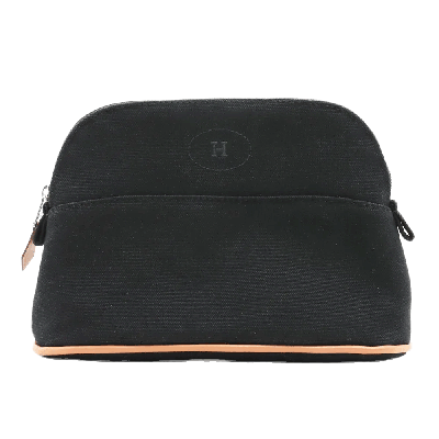 エルメス ボリードポーチ キャンバス ポーチ ブラック×オレンジ シルバー