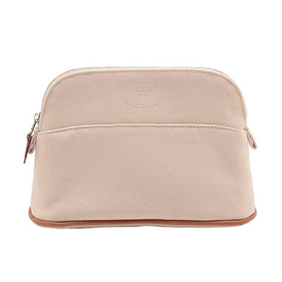 エルメス ボリードポーチ20 キャンバス ポーチ ベージュ シルバー