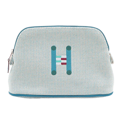 エルメス ボリードポーチミニ キャンバス ポーチ ブルー シルバー