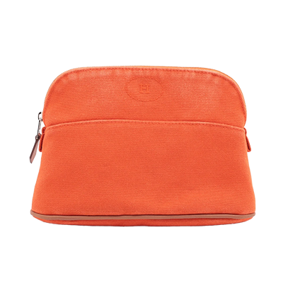 エルメス ボリードポーチ20 キャンバス ポーチ オレンジ シルバー