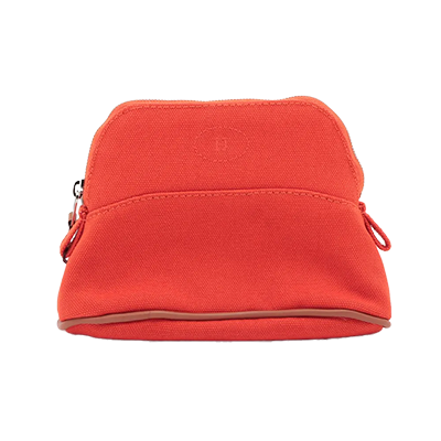 エルメス ボリードポーチミニミニ キャンバス ポーチ オレンジ シルバー