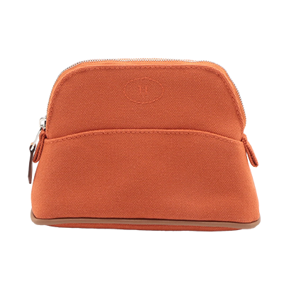 エルメス ボリードポーチミニミニ キャンバス ポーチ オレンジ シルバー