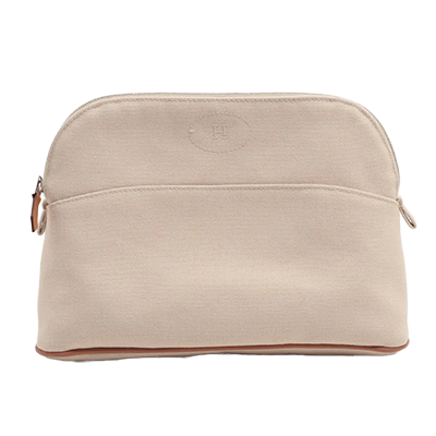 エルメス ボリードポーチ25 キャンバス ポーチ ベージュ シルバー