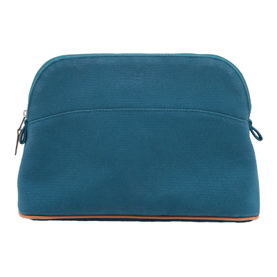 エルメス ボリードポーチGM キャンバス ポーチ ブルー シルバー