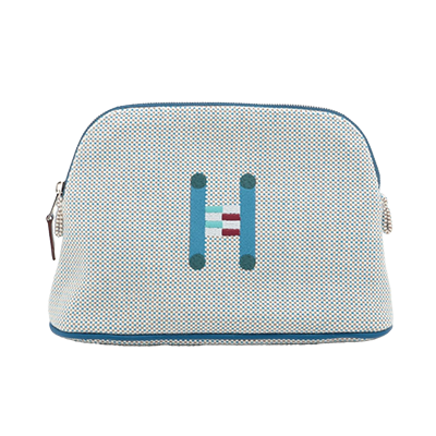 エルメス ボリードポーチミニ キャンバス ポーチ ブルー シルバー