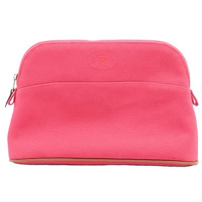 エルメス ボリードポーチGM キャンバス ポーチ ピンク シルバー