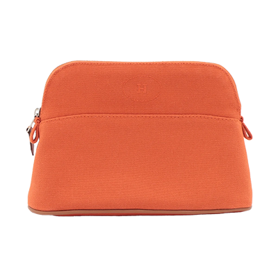 エルメス ボリードポーチ20 キャンバス ポーチ オレンジ シルバー