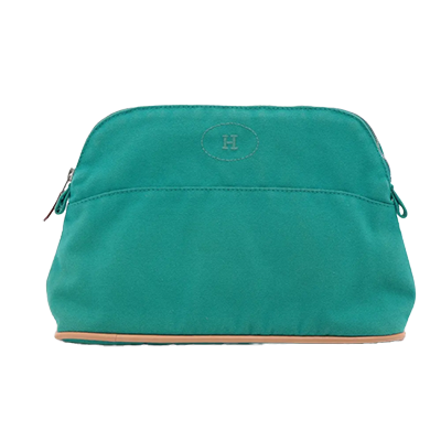 エルメス ボリードポーチMM キャンバス ポーチ グリーン シルバー