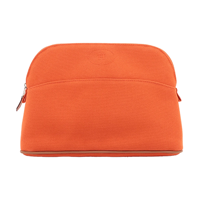 エルメス ボリードポーチ25 キャンバス ウエストポーチ オレンジ シルバー